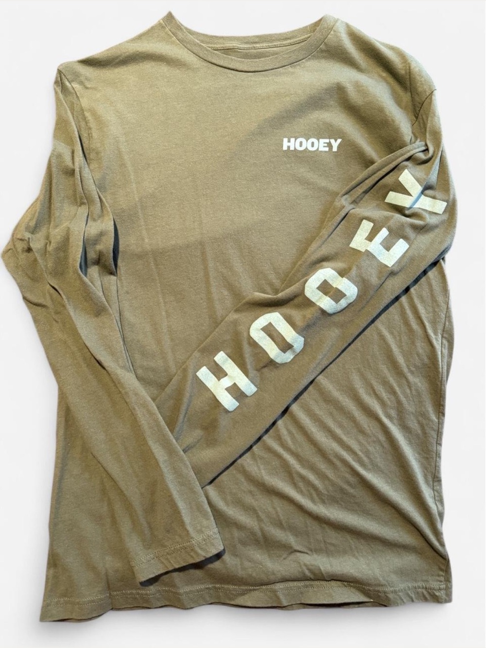 HOOEY Olive Long Sleeve Logo Tee with Sleeve Graphic